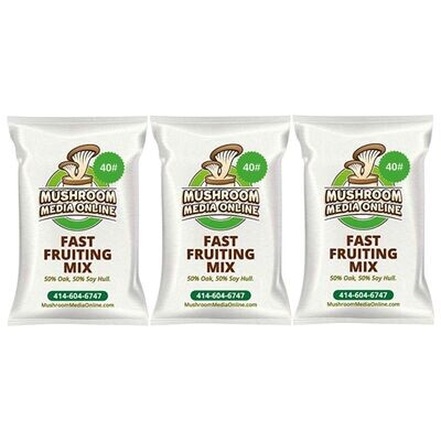 120# (3 x 40# Bags) Fast Fruiting aka Masters Mix (50% Oak/50% Soy Hull Mushroom Growing Pellets) - Free shipping