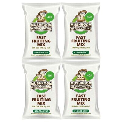 160# (4 x 40# Bags) of Fast Fruiting aka Masters Mix (50% Oak/50% Soy Hull Mushroom Growing Pellets) - Free shipping 160# (4 x 40# Bags) of Fast Fruiting aka Masters Mix (50% Oak/50% Soy Hull Mushroom Growing Pellets) - Free shipping