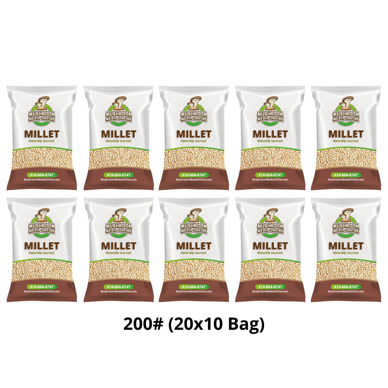 200# (5 x 40# Bags) Proso Millet Grains