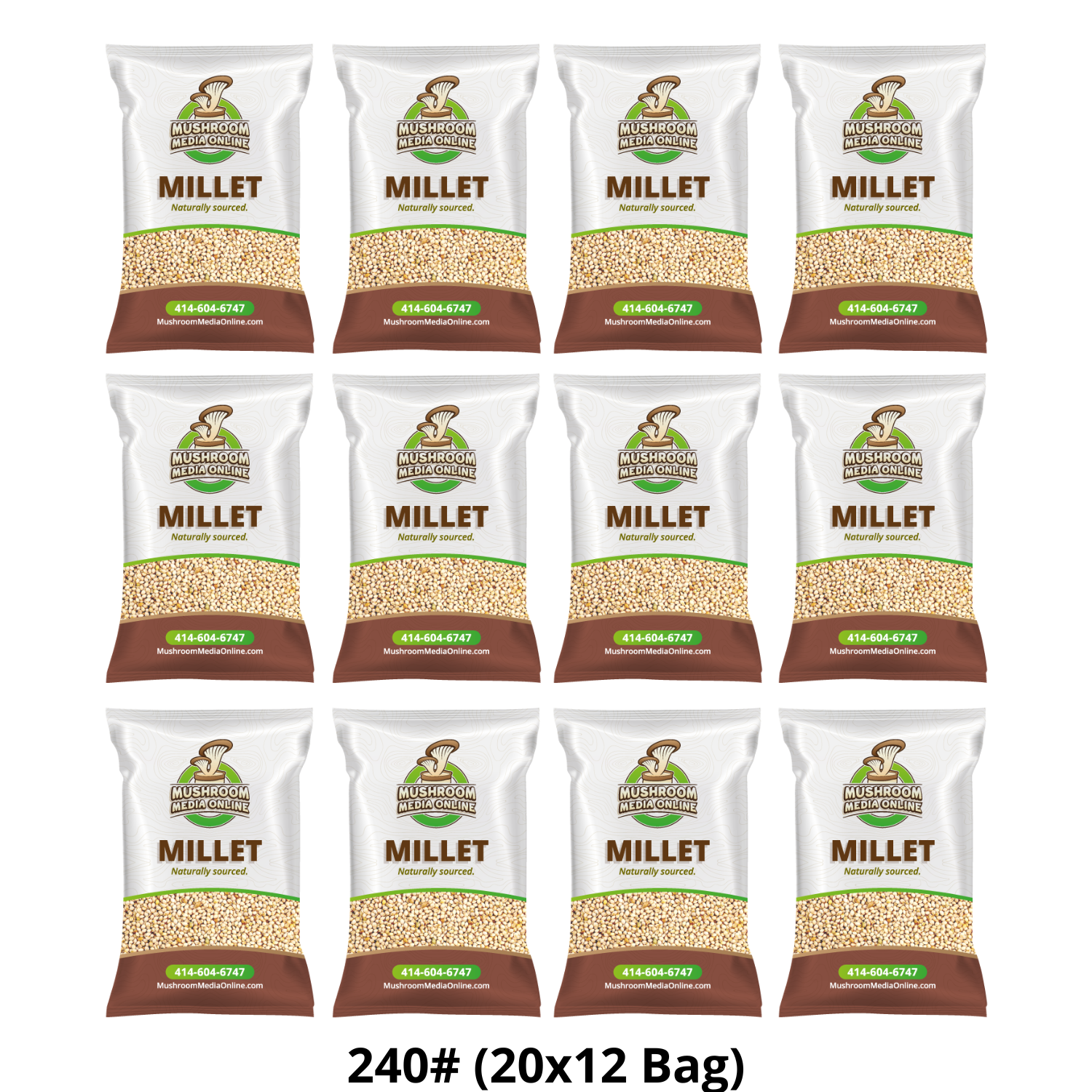240# (6 x 40# Bags) Proso Millet Grains