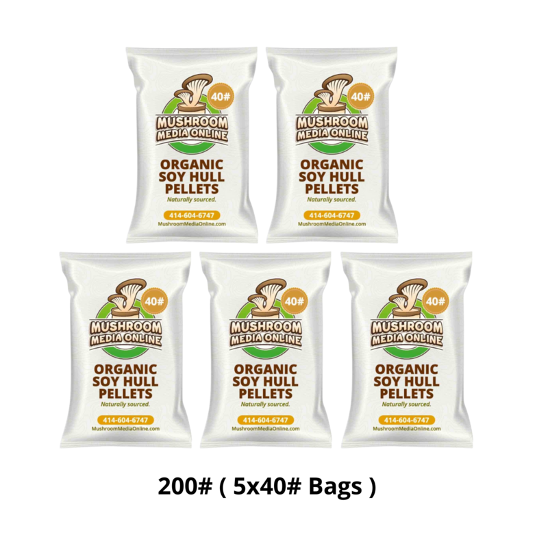 200# (5 x 40# Bags) 100% ORGANIC Soy Hull Mushroom Pellets