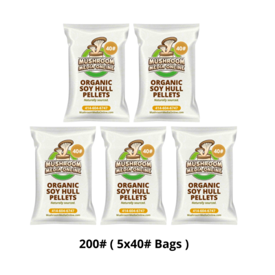 200# (5 x 40# Bags) 100% ORGANIC Soy Hull Mushroom Pellets