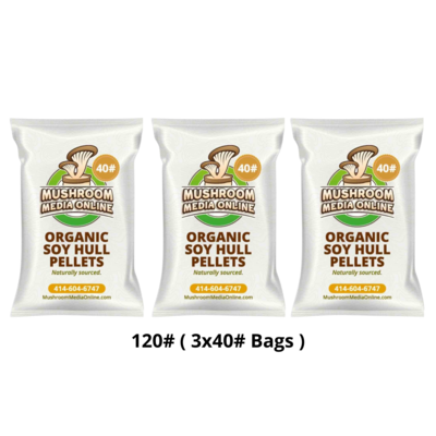 120# (3 x 40# Bags) 100% ORGANIC Soy Hull Mushroom Pellets