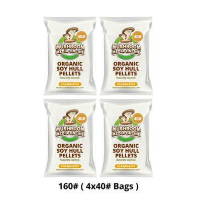 160# (4 x 40# Bags) 100% ORGANIC Soy Hull Mushroom Pellets