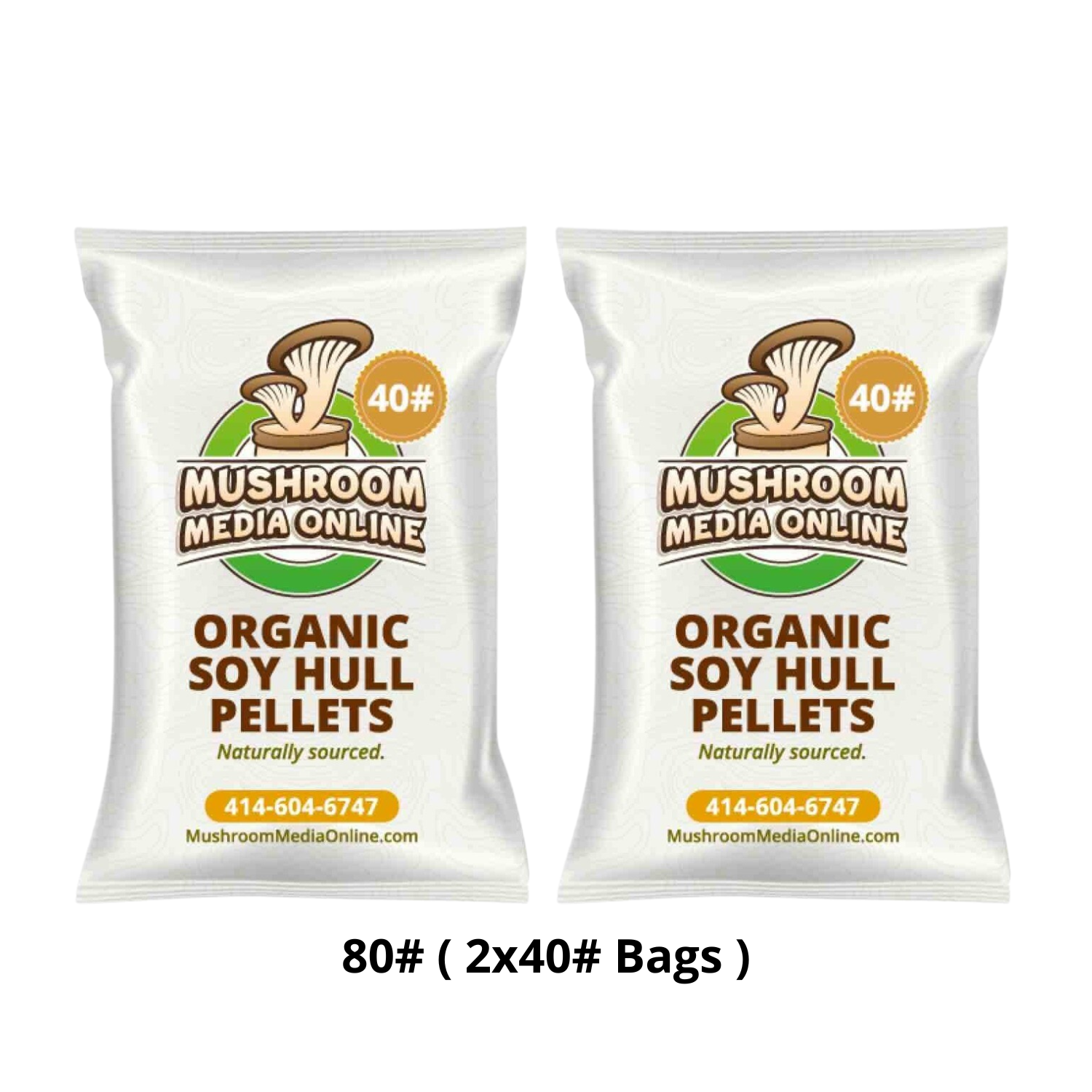 80# (2 x 40# Bags) 100% ORGANIC Soy Hull Mushroom Pellets
