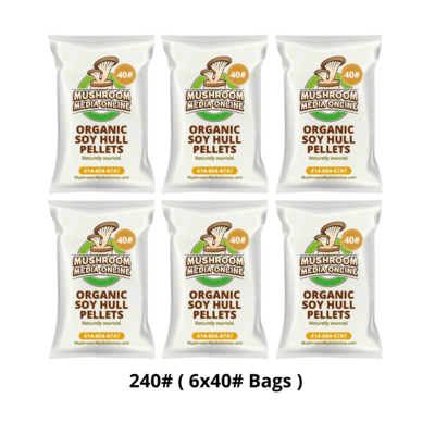240# (6 x 40# Bags) 100% ORGANIC Soy Hull Mushroom Pellets