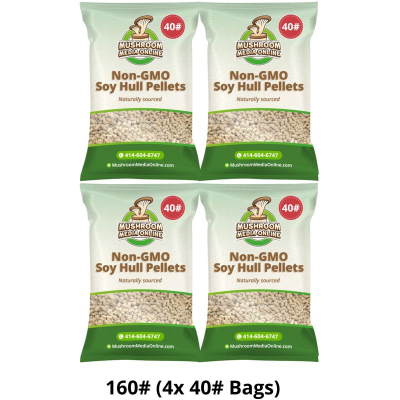 160# (4 x 40# Bags) NON-GMO Soy Hull Mushroom Pellets 160# (4 x 40# Bags) NON-GMO Soy Hull Mushroom Pellets