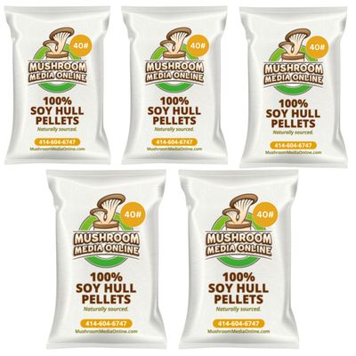 200# (5 x 40# Bags) 100% Soy Hull Mushroom Pellets - Free shipping