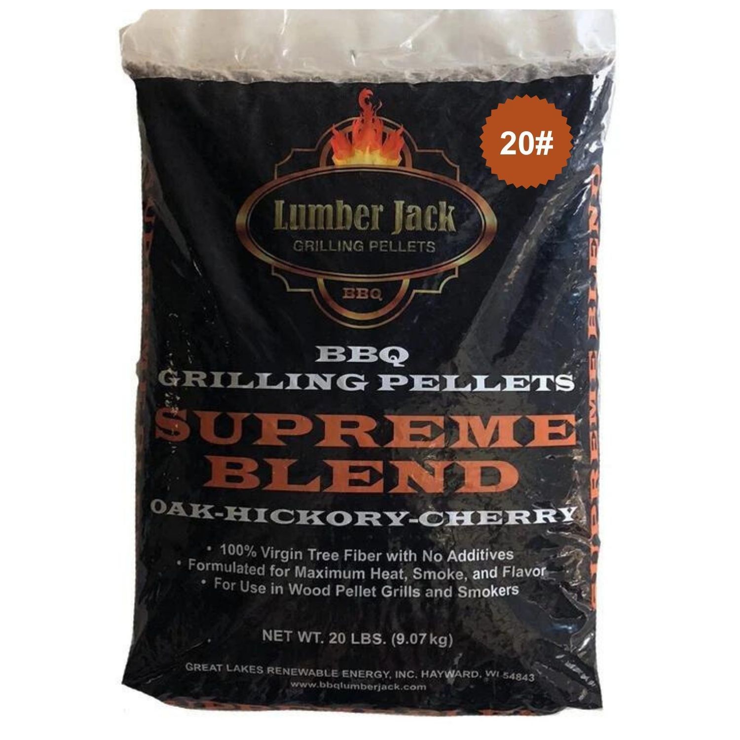 Oak-Hickory-Cherry (OHC) - Supreme Blend Lumber Jack BBQ Pellets, Weight: 20 Pound