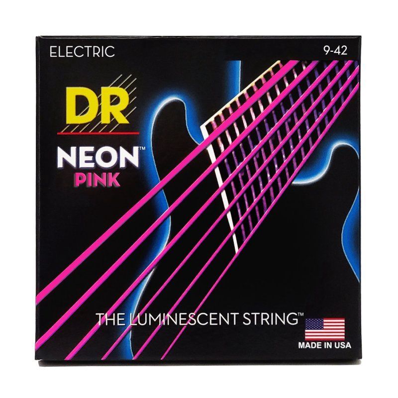 Neon Pink Coated Electric Guitar Strings, Light (9-42) | 535001