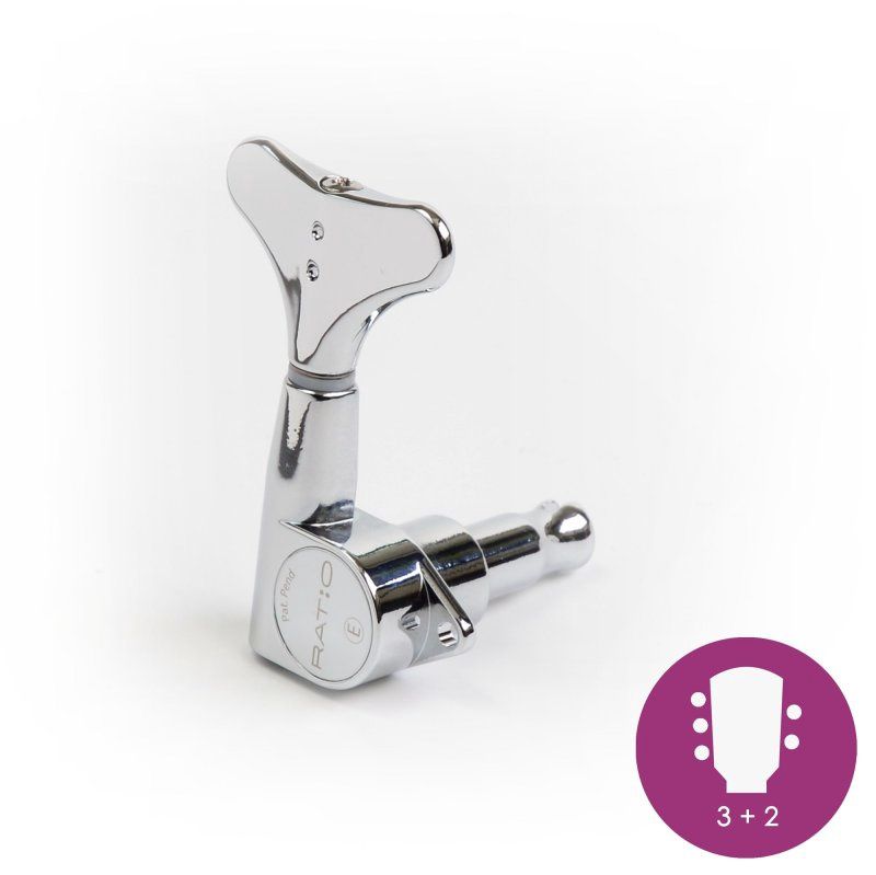 5 String 3+2 Bass Ratio Y-style Button Machine Heads, Chrome | 547138