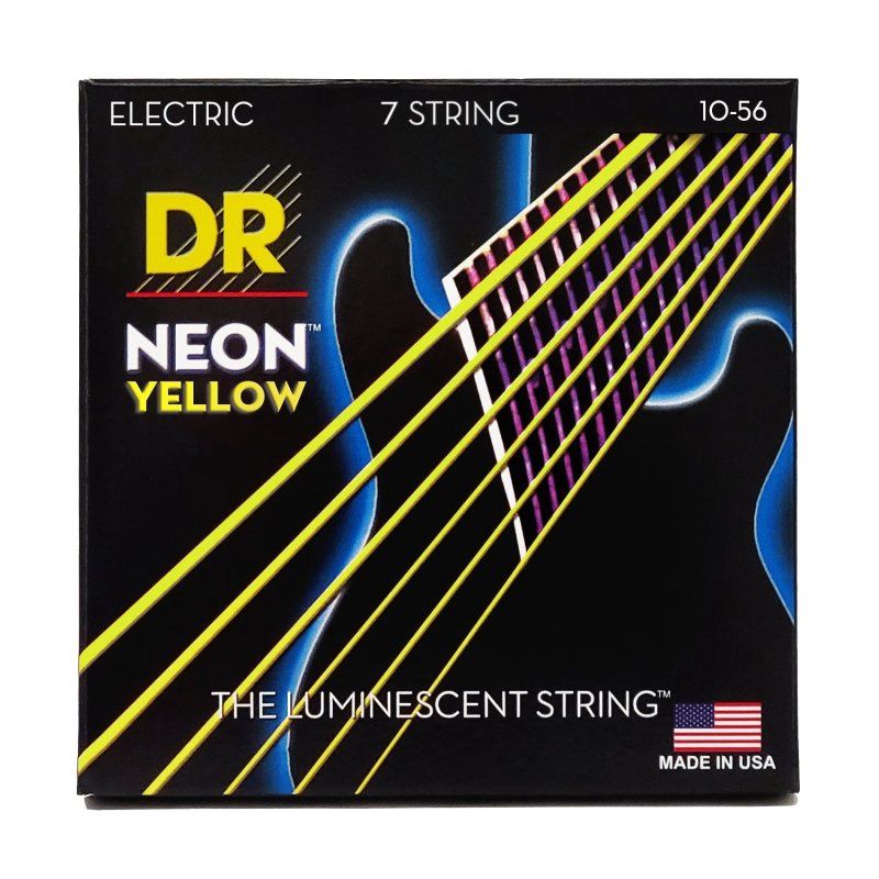 Neon Yellow Coated 7-String Electric Guitar Strings, Medium (10-56) | 538569