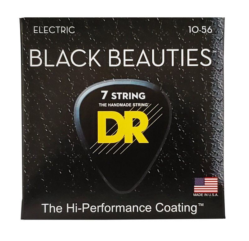 Black Beauties Coated 7-String Electric Guitar Strings, Medium (10-56) | 538014