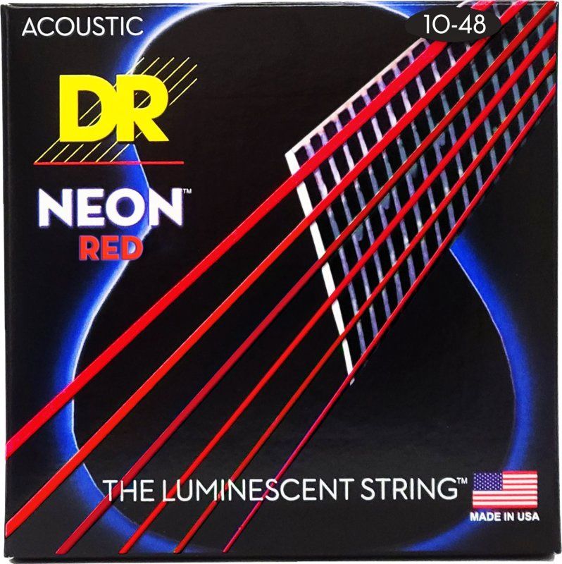 Neon Red Coated Acoustic Guitar Strings, Extra Light (10-48) | 538270