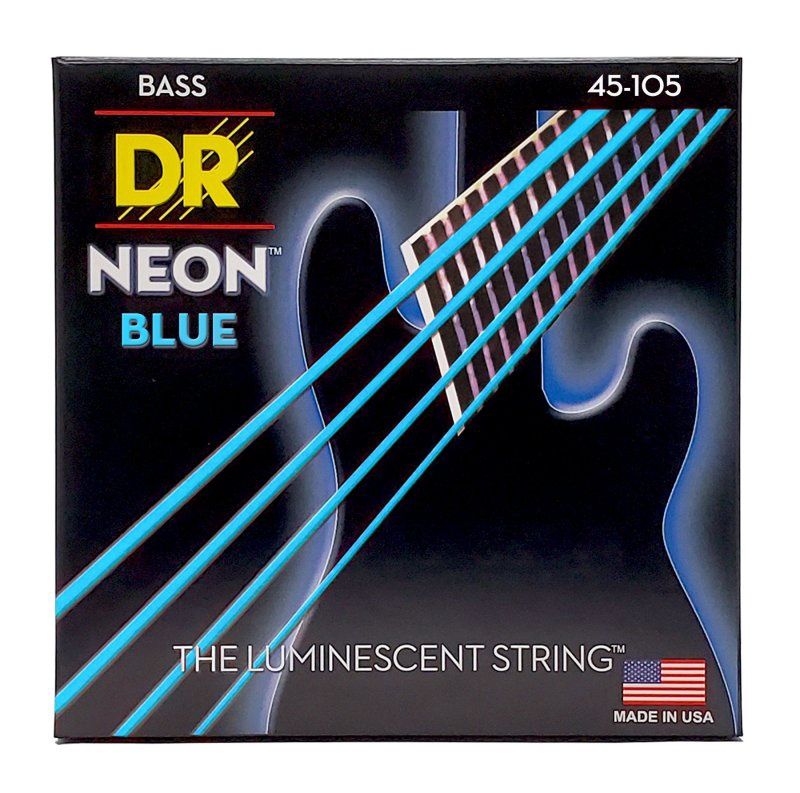 Neon Blue Coated Electric Bass Strings, Medium (45-105) | 543234