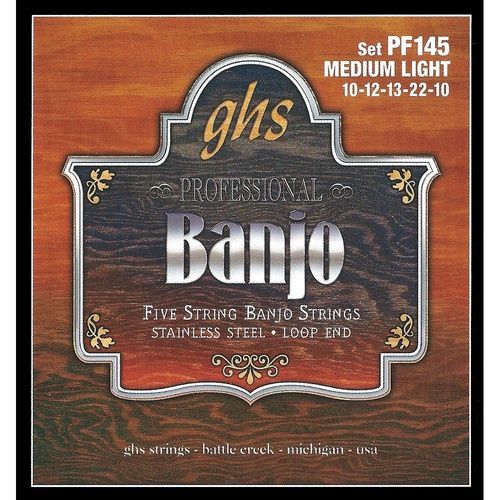 Medium Light Stainless Steel Banjo Strings (5-String Set, Loop End, 10 - 22) | 388667