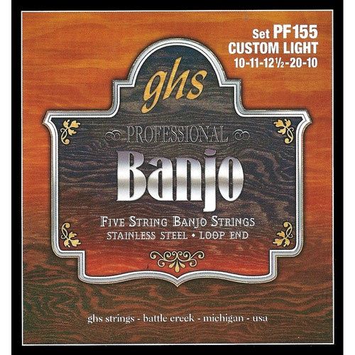 Custom Light Stainless Steel Banjo Strings (5-String Set, Loop End, 10 - 20) | 325473