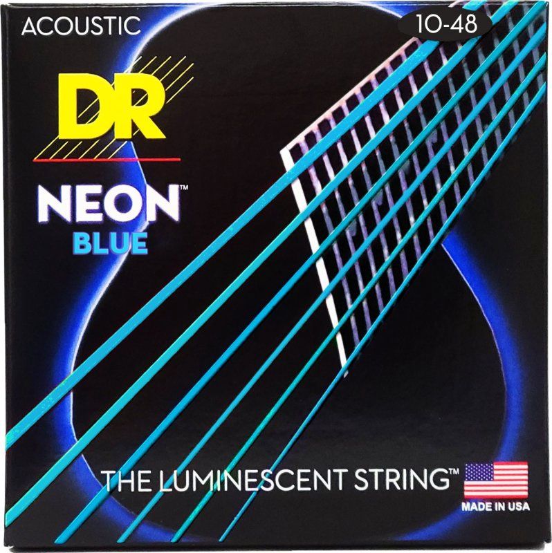 NEON Blue Coated Phosphor Bronze Acoustic Guitar String Set, Extra Light (10-48) | 547364