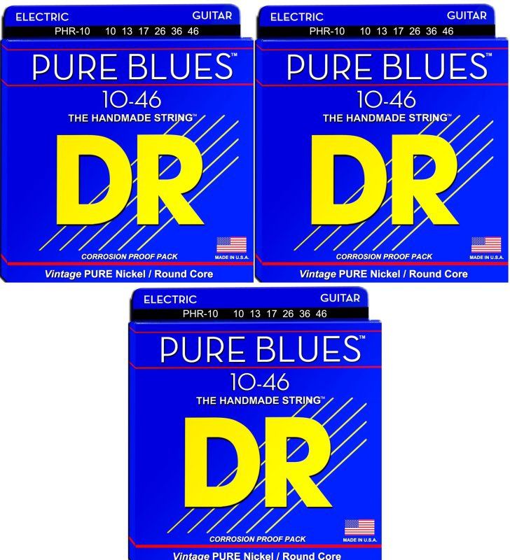 Pure Blues Electric Guitar Strings, Medium (10-46) (3 Pack) | 552299