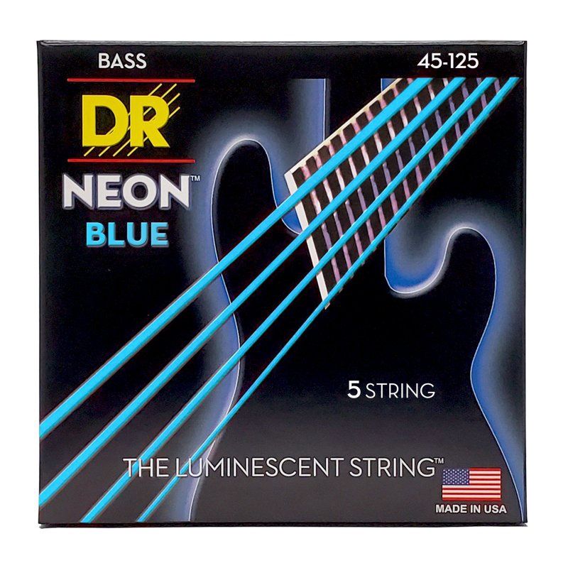 Neon Blue Coated Electric Bass Strings, Medium 5-String (45-125) | 545900
