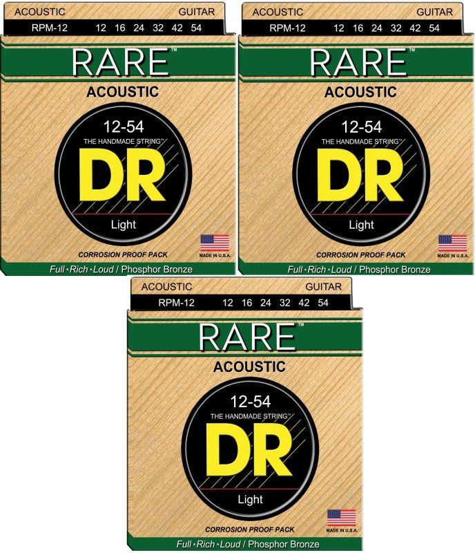 Rare Acoustic Guitar Strings, Light (12-54) (3 Pack) | 552302