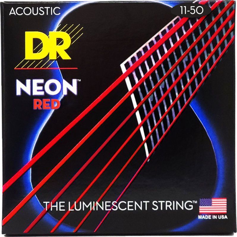 Neon Red Coated Acoustic Guitar Strings, Custom Light (11-50) | 553367