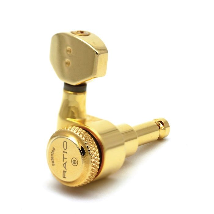 Ratio Locking Tuned Machine Heads - Electric 6 in Line Contemporary Mini Gold 2 Pi | 459713
