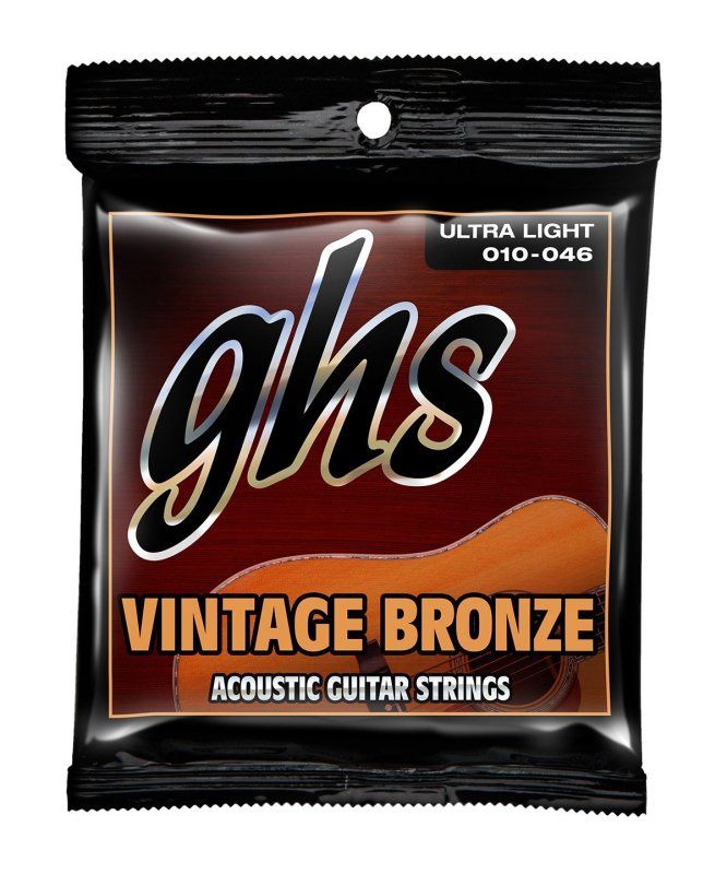 Vintage Bronze Acoustic Guitar Strings, 6 Set - Ultra Light (010-046) | 38669