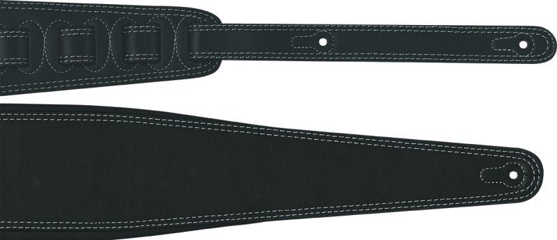 3.5&quot; Leather Bass Strap, black with white stitching, adjustable | 525673
