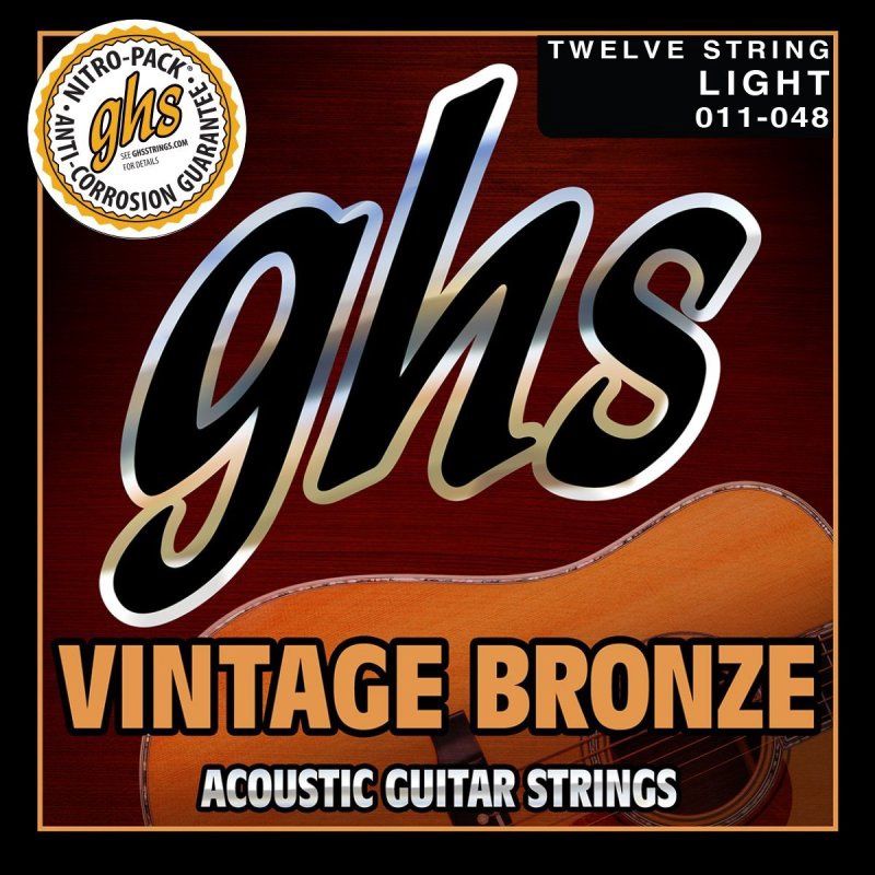 Vintage Bronze Acoustic Guitar Strings, 12 Set - Light (011-048) | 38674