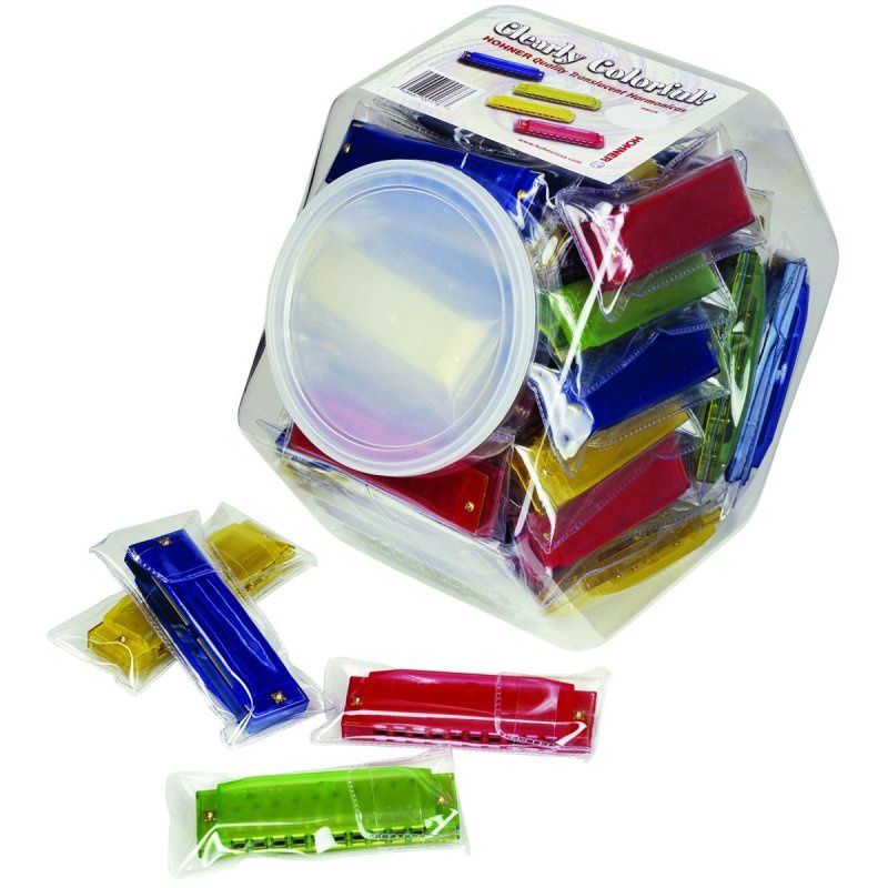 Canister Display with 48 Translucent Harmonicas (48 Pack) | 288422