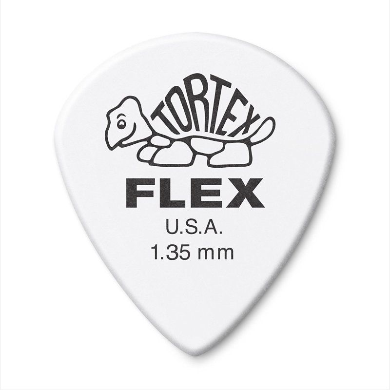 Tortex Flex Jazz III Guitar Pick, 1.35mm, White - 12 Pack | 499932