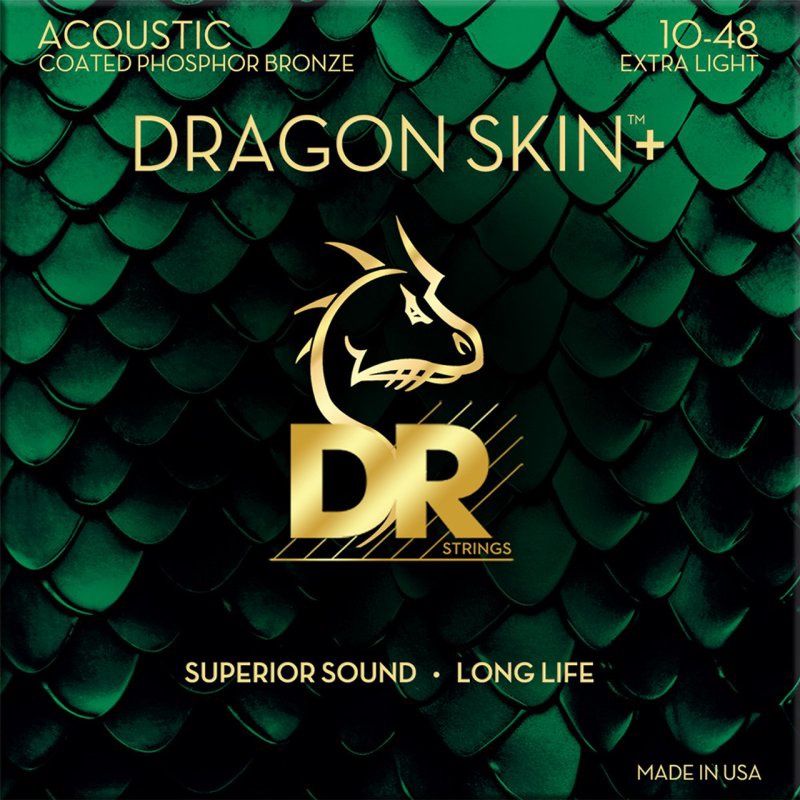 DRAGON SKIN+ Coated Phosphor Bronze Acoustic Guitar Strings, Extra Light (10-48) | 694805