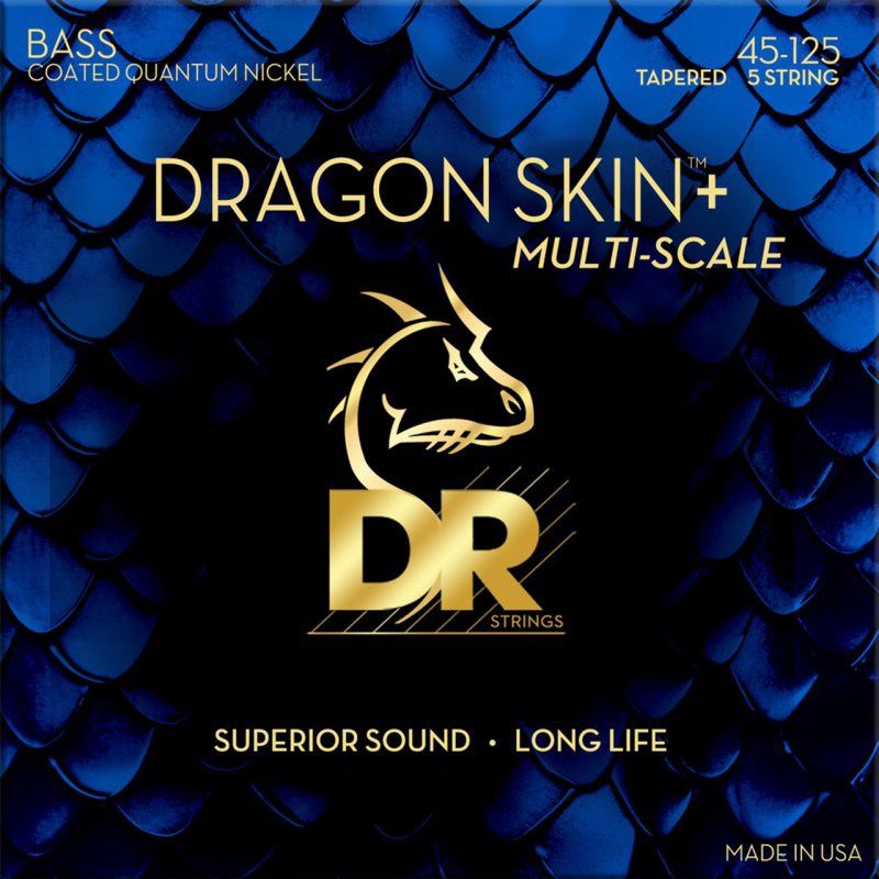 DRAGON SKIN+ Coated Quantum Nickel 5-String Electric Bass Strings, Medium Multi-Scale (45-125) | 694831