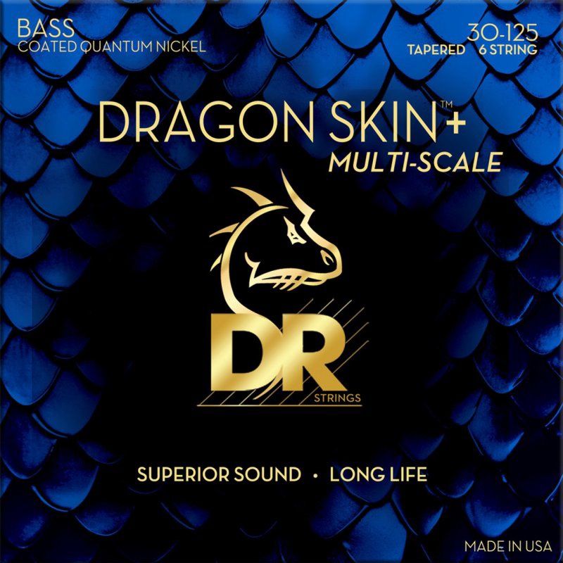 DRAGON SKIN+ Coated Quantum Nickel 6-String Electric Bass Strings, Medium Multi-Scale (30-125) | 694832