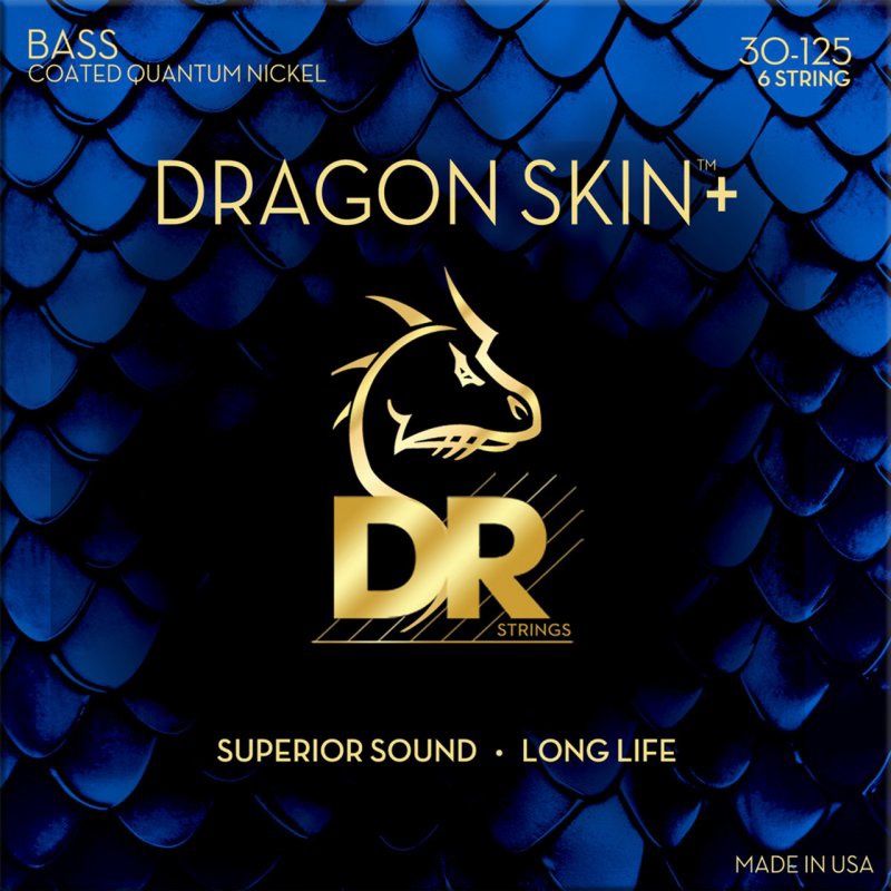 DRAGON SKIN+ Coated Quantum Nickel 6-String Electric Bass Strings, Medium (30-125) | 694829