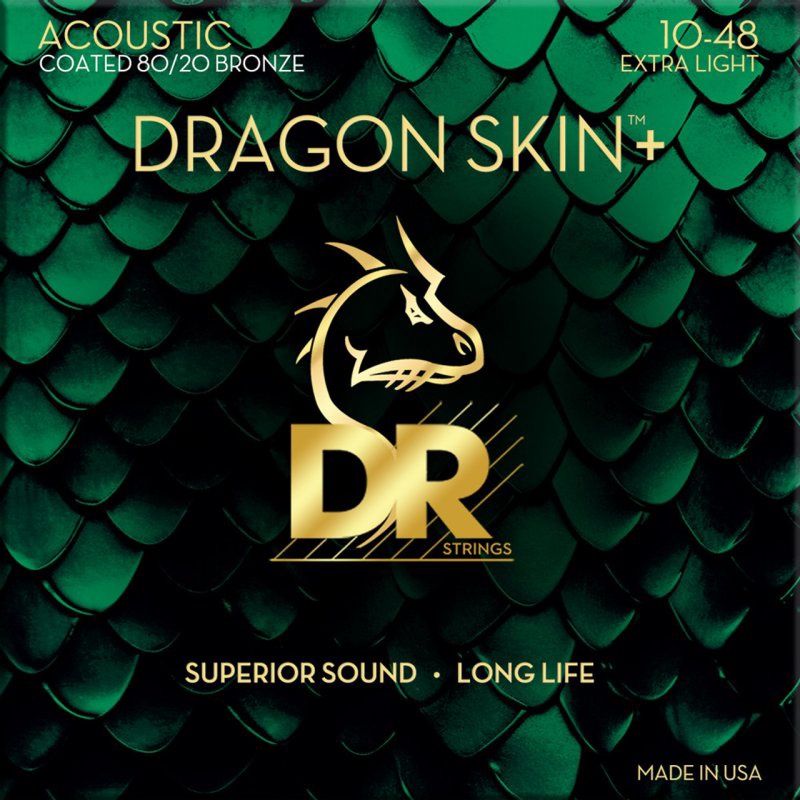 DRAGON SKIN+ Coated 80/20 Bronze Acoustic Guitar Strings, Extra Light (10-48) | 694811