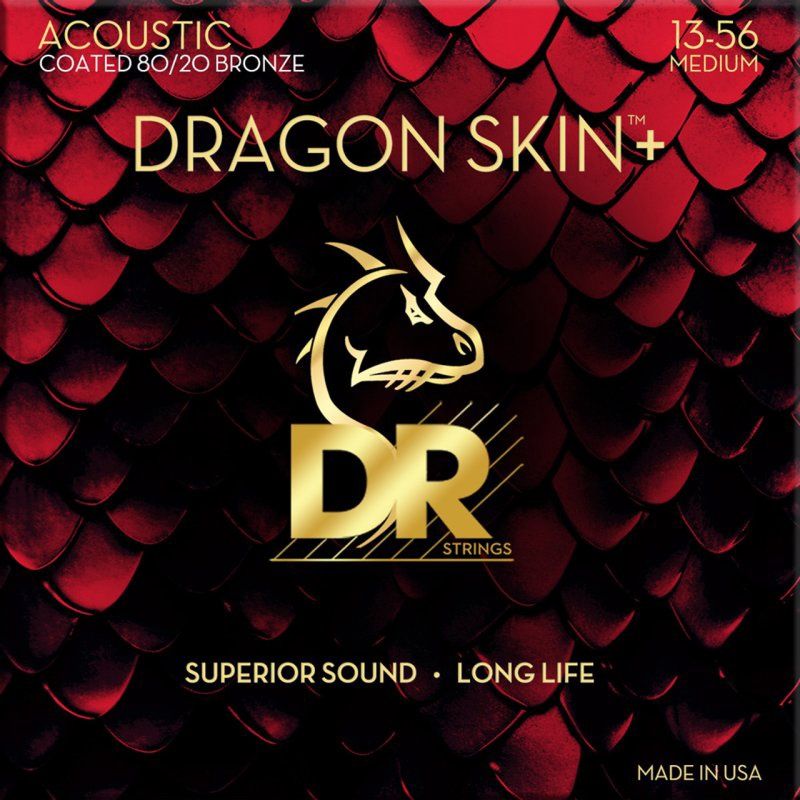 DRAGON SKIN+ Coated 80/20 Bronze Acoustic Guitar Strings, Medium (13-56) | 694814