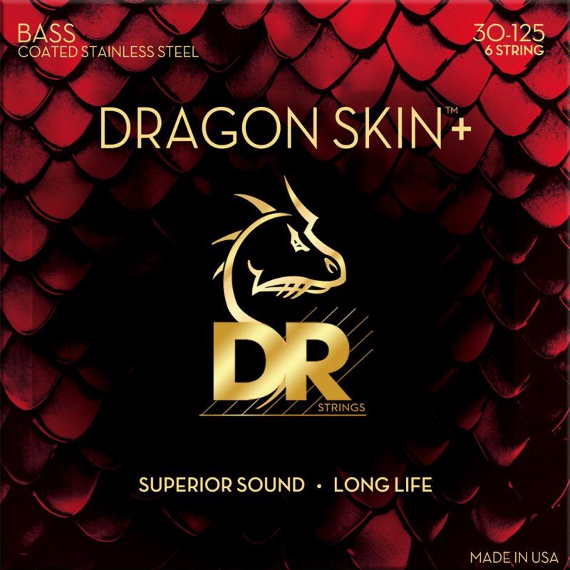 DRAGON SKIN+ Coated Stainless Steel 6-String Electric Bass Strings, Medium (30-125) | 694820