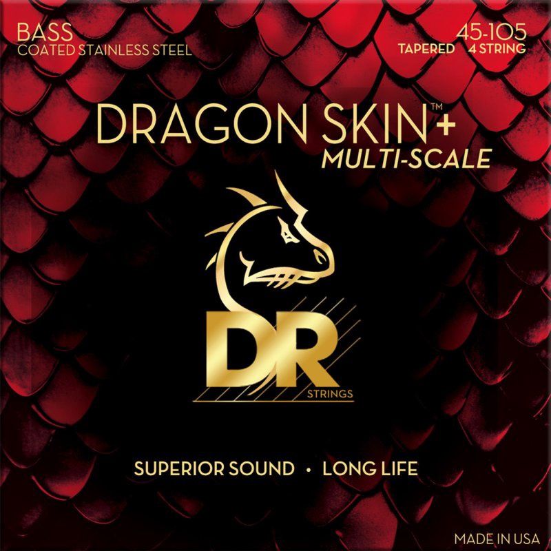 DRAGON SKIN+ Coated Stainless Steel 4-String Electric Bass Strings, Light Multi-Scale (45-105) | 694821