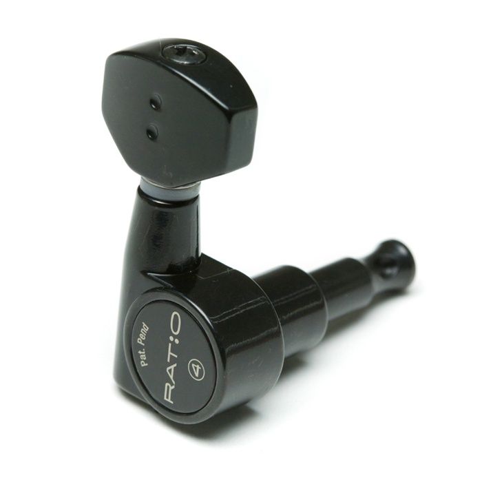 Ratio Tuned Machine Heads - Electric 6 Inline Mini Contemporary Black 2 Pin | 401611