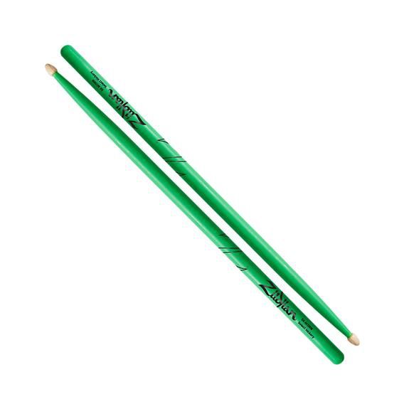 5A Acorn Tip Hickory Drumsticks, Neon Green | 507455