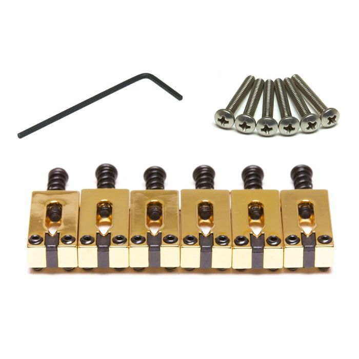 Guitar String Saver Strat &amp; Tele Style Saddles 2 1/16&quot; String Spacing - Gold | 309319