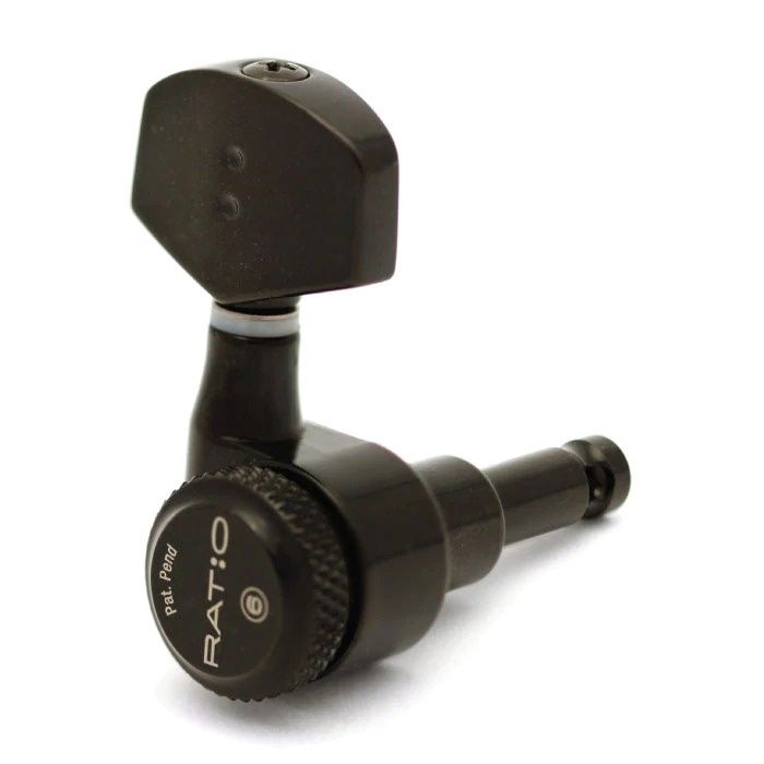 3+3 Left-Handed Ratio Contemporary Style Electric Locking Machine Heads, Black | 553721
