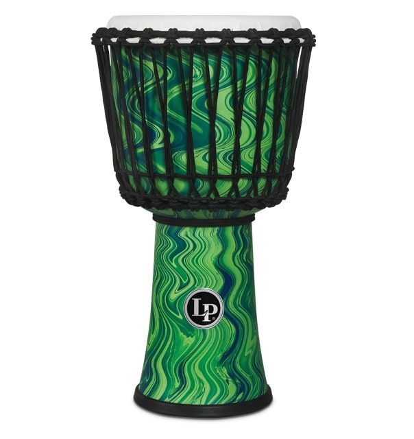 10 Inch Rope Tuned Circle Djembe With Perfect-pitch Head, Green Marble | 534084