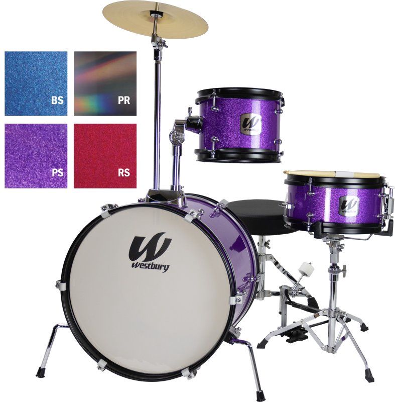 3-Piece Junior Drum Set Complete With Throne, Red Sparkle Finish | 695844