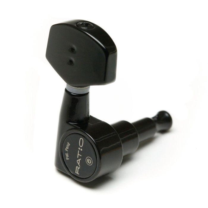 Ratio Tuned Machine Heads - Electric 3+3 Contemporary Button Black 2 Pin | 405001