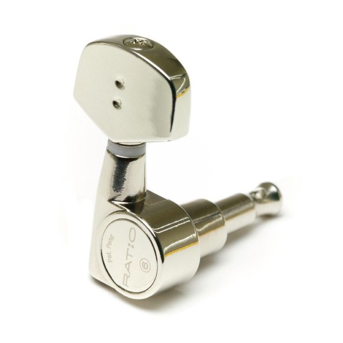 Ratio Tuned Machine Heads - Electric 3+3 Contemporary Button Nickel 2 Pin | 405002