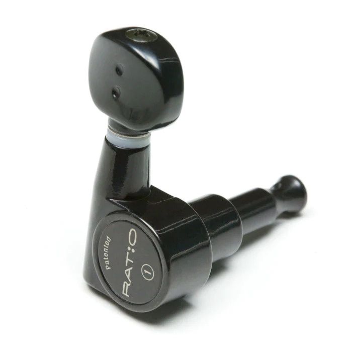 Ratio Electric 6-In-Line Tuned Machine Heads - Classic Style, Black | 580284