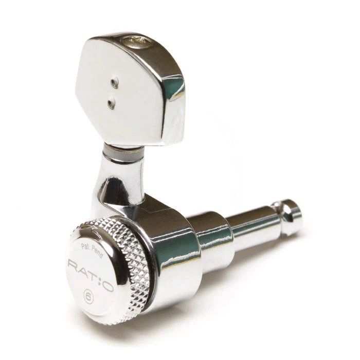 3+3 Ratio Acoustic Locking Guitar Machine Heads, Chrome | 560758
